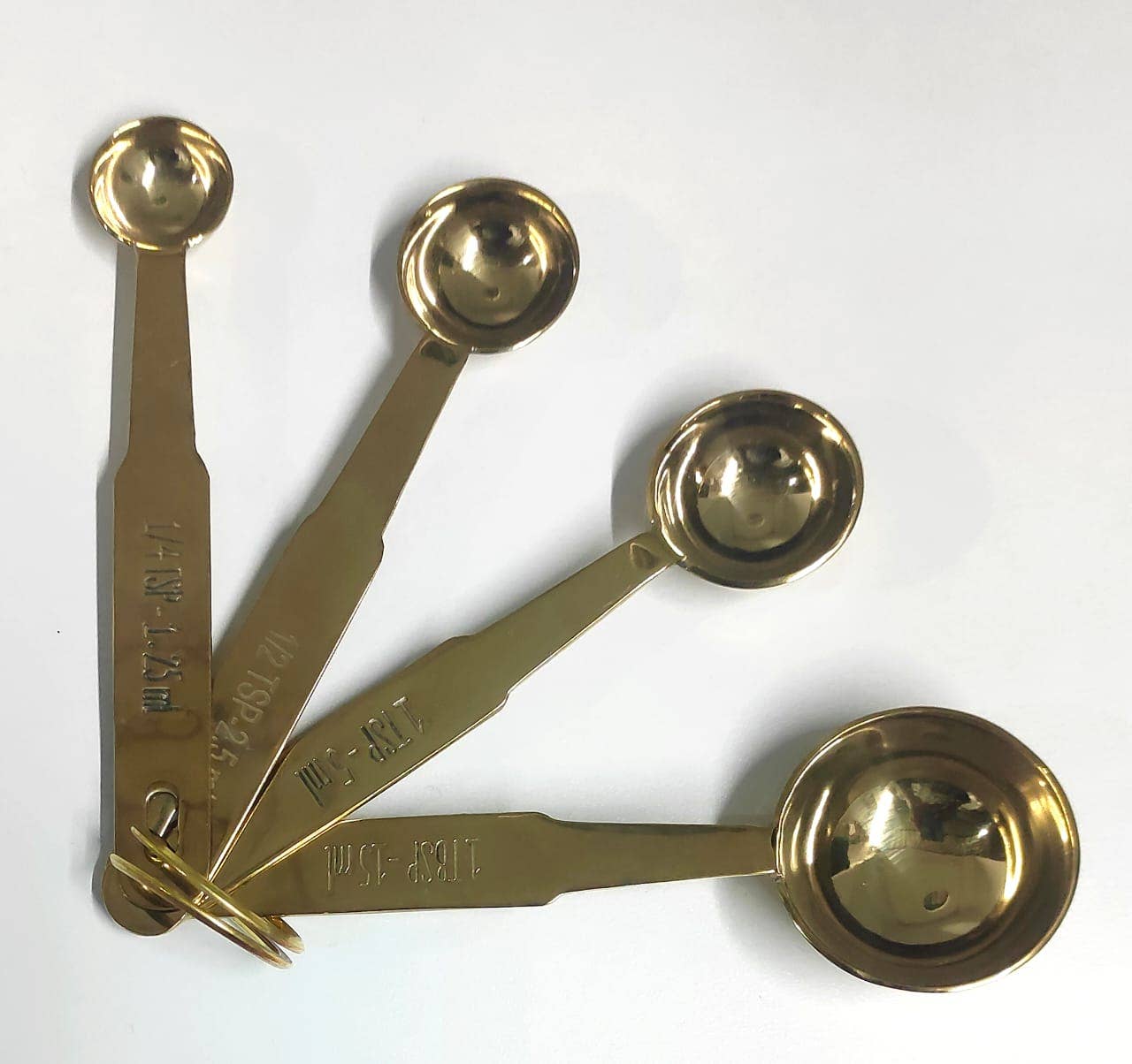 Set of Four Measuring Spoons - Brass Coated -Gifts