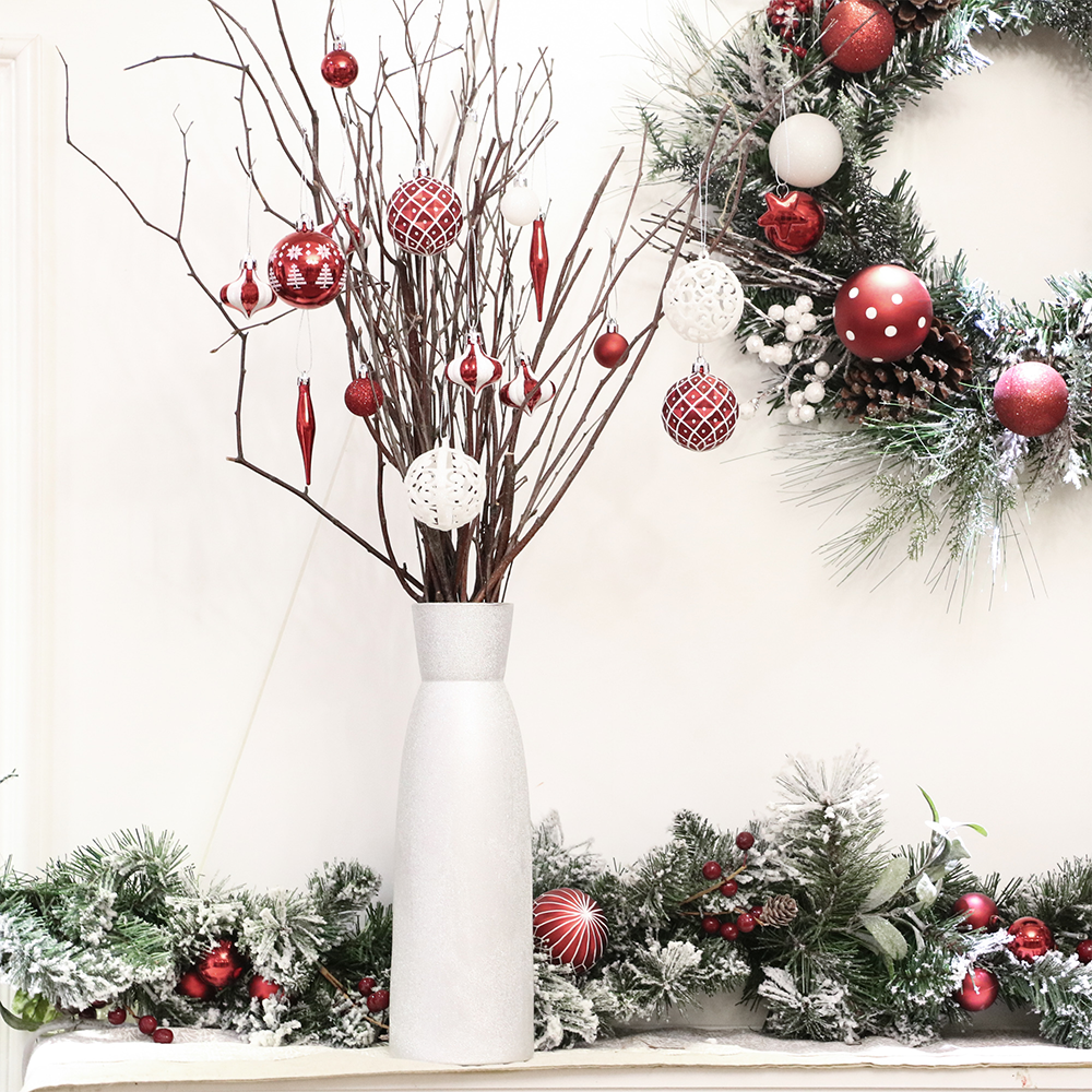 Endearing Prominent Red and White Christmas Ornament Set