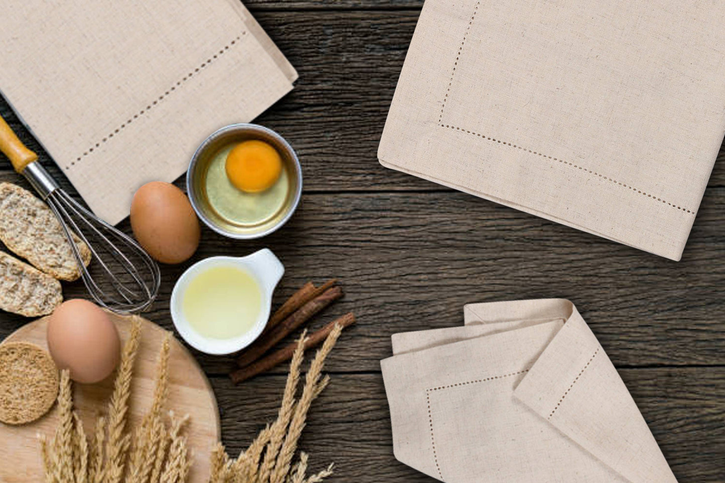 Flax Linen Cotton Napkins, 20x20" Natural - Set of 12