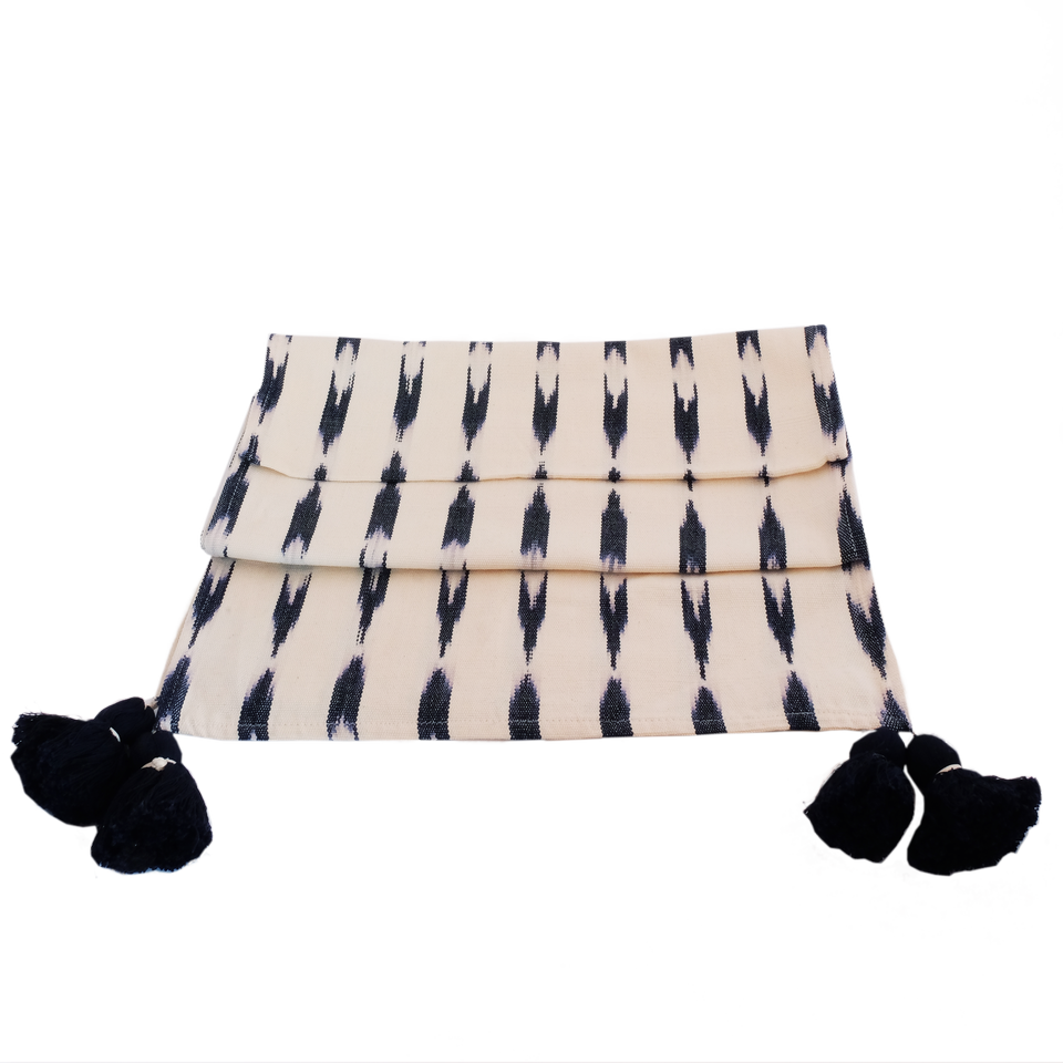 Serpentina White and Indigo Table Runner