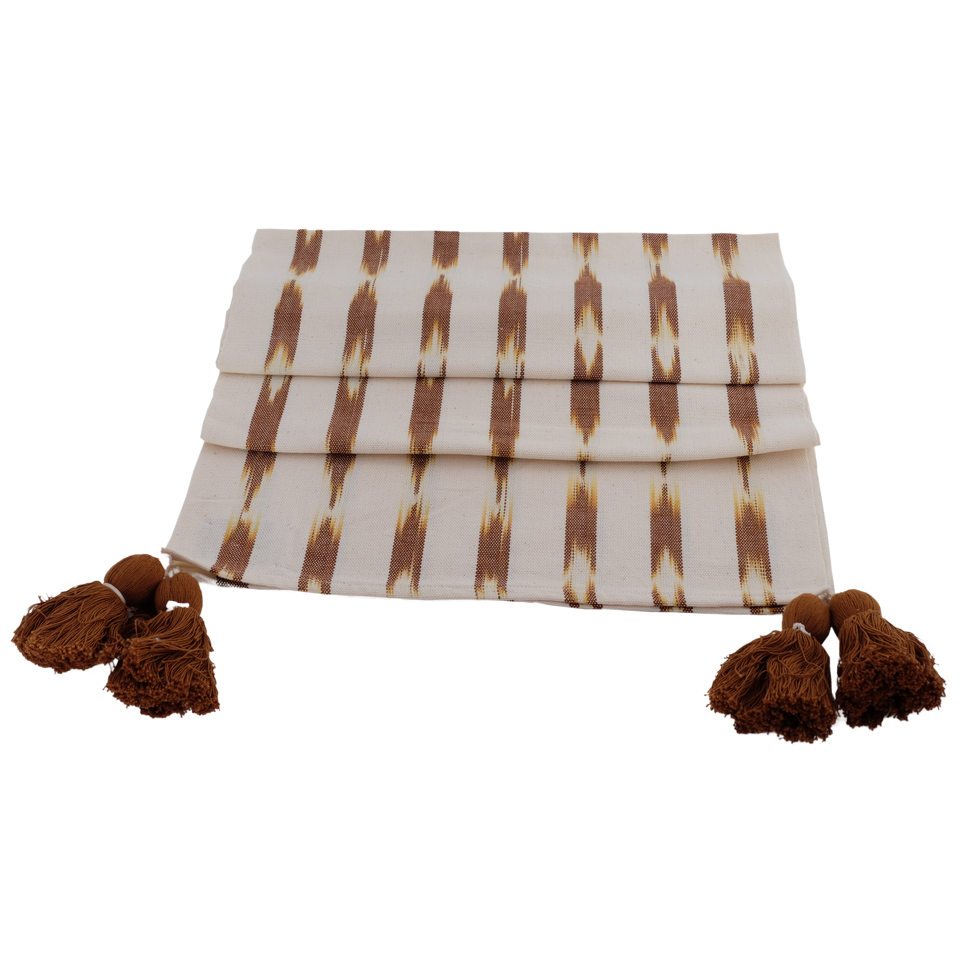 Serpentina White and Nutmeg Brown Table Runner, Home Decor