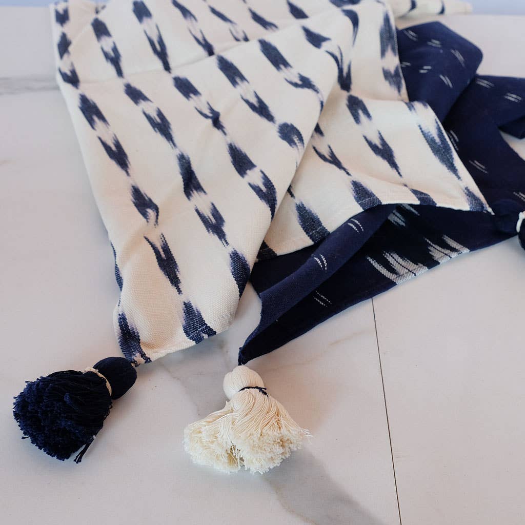 Serpentina White and Indigo Table Runner