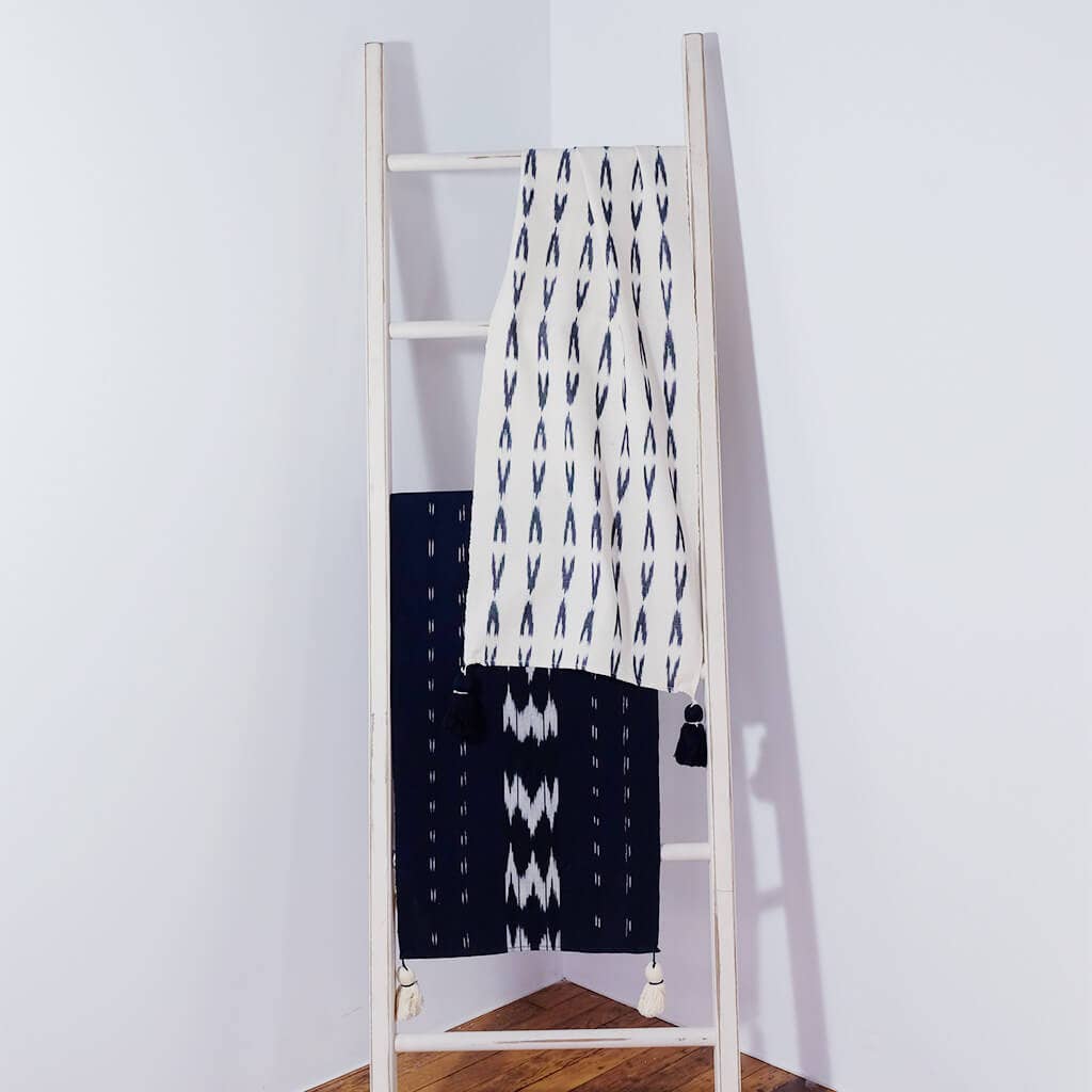 Serpentina White and Indigo Table Runner