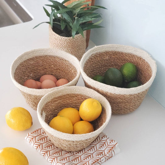 Handwoven Wicker Storage Basket • Savar Plant Bowl-Set of 3