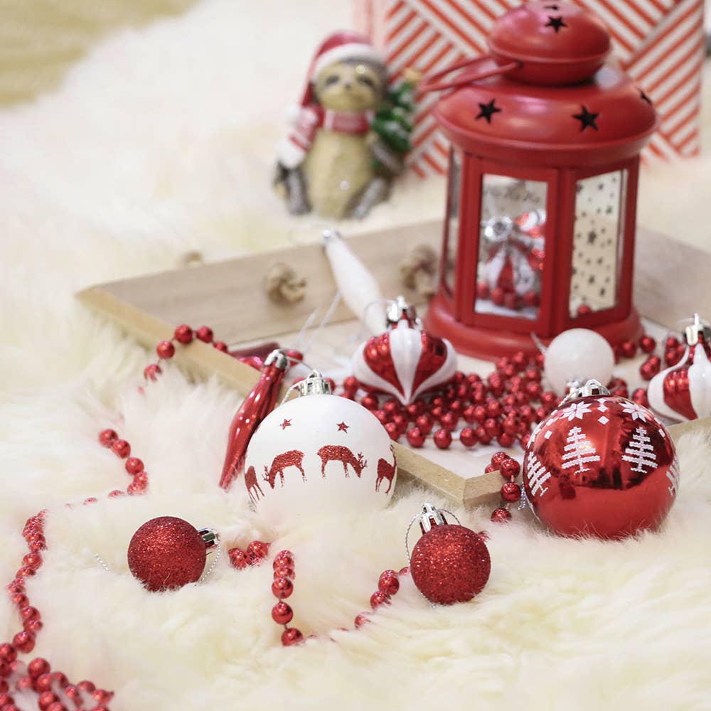 Endearing Prominent Red and White Christmas Ornament Set