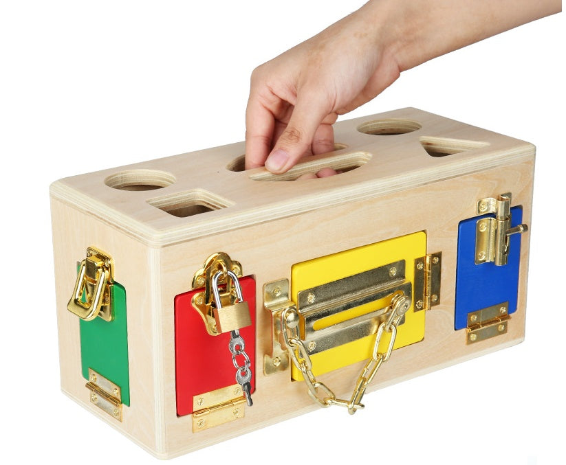 Wooden Shape Sorting Lock Box ā Educational Toy for Preschool Kids