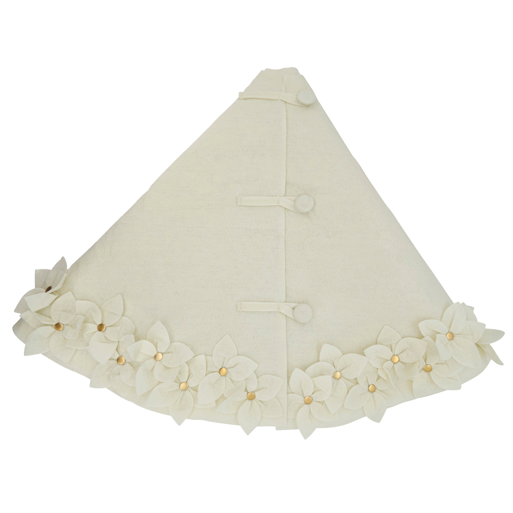 White Felt Flower 53" Tree Skirt