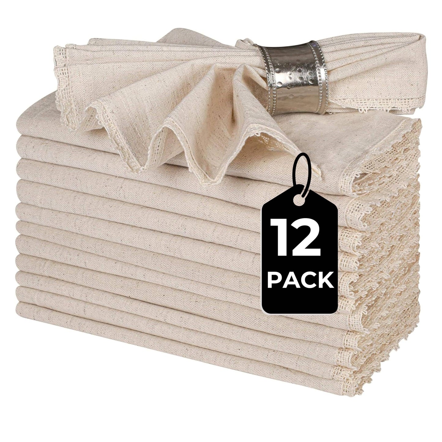 Flax Linen Cotton Cloth Dinner Napkin 18x18" Set of 12