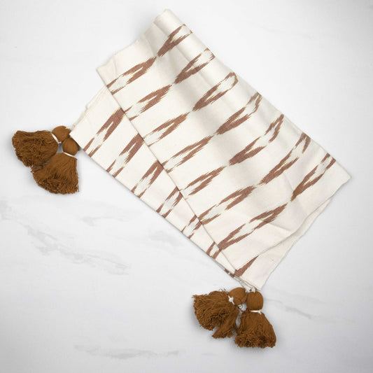 Serpentina White and Nutmeg Brown Table Runner, Home Decor