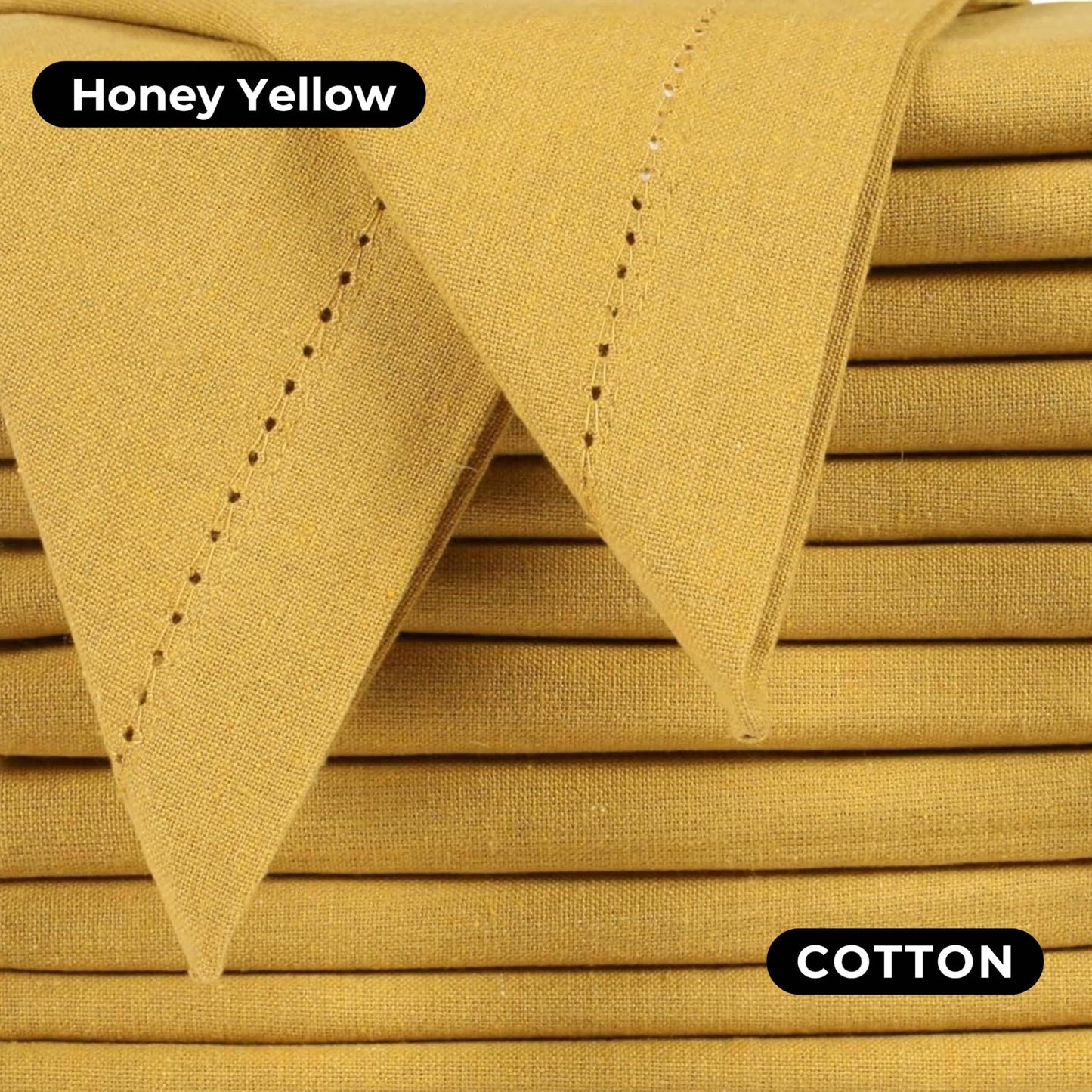 Honey Yellow Cotton Cloth Napkins, 18x18", Set of 12