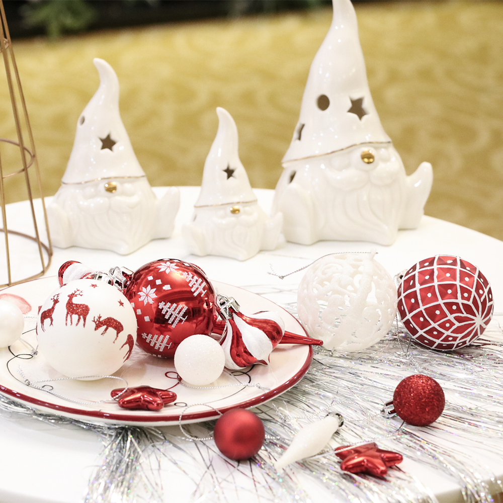 Endearing Prominent Red and White Christmas Ornament Set