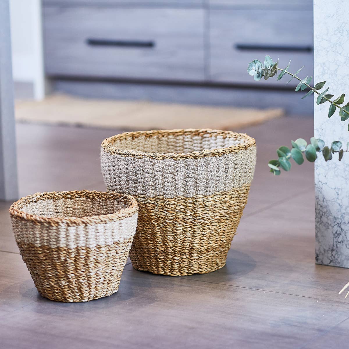 Handwoven Wicker Storage Basket • Savar Planter-Set of 2