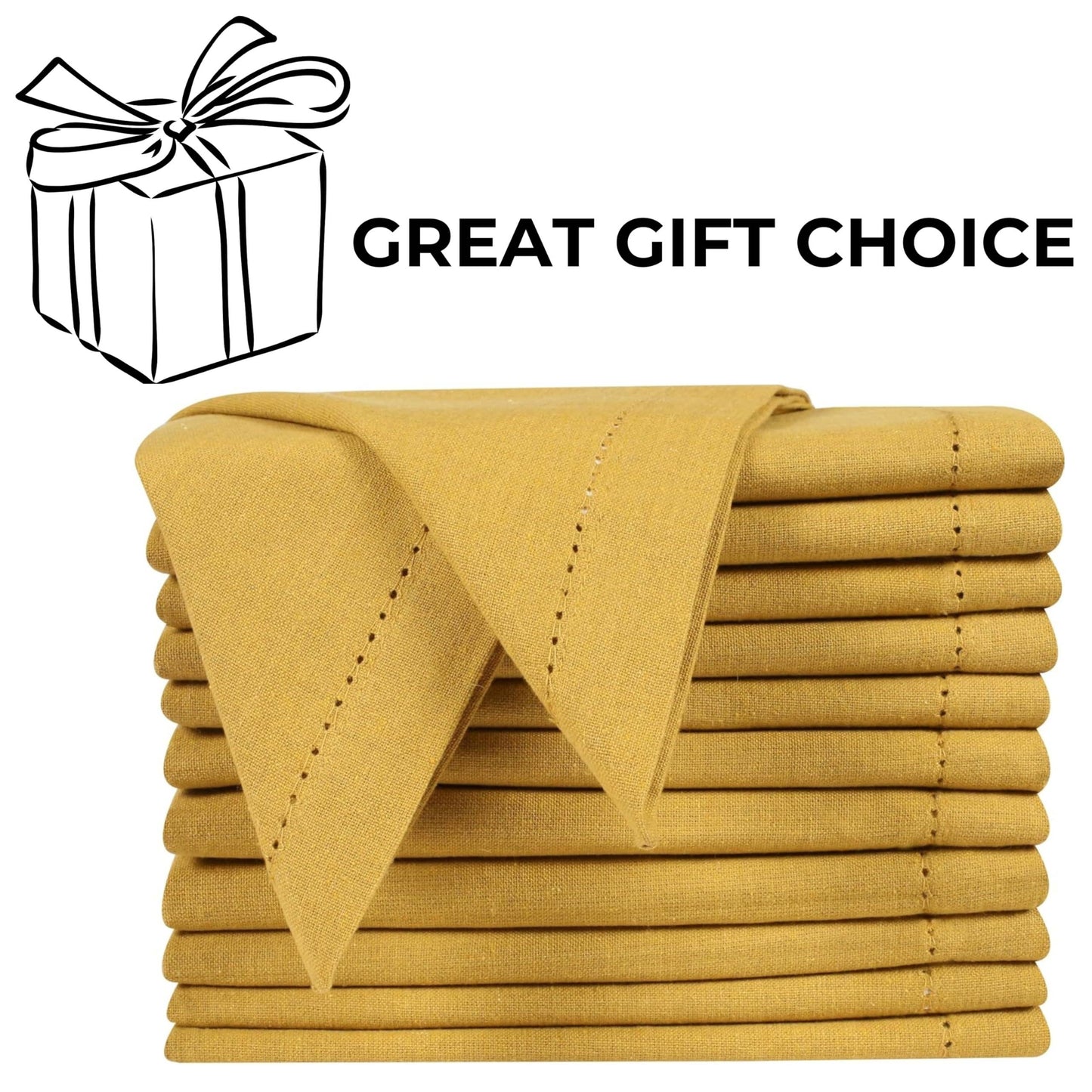 Honey Yellow Cotton Cloth Napkins, 18x18", Set of 12
