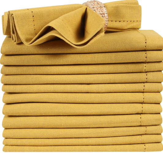 Honey Yellow Cotton Cloth Napkins, 18x18", Set of 12