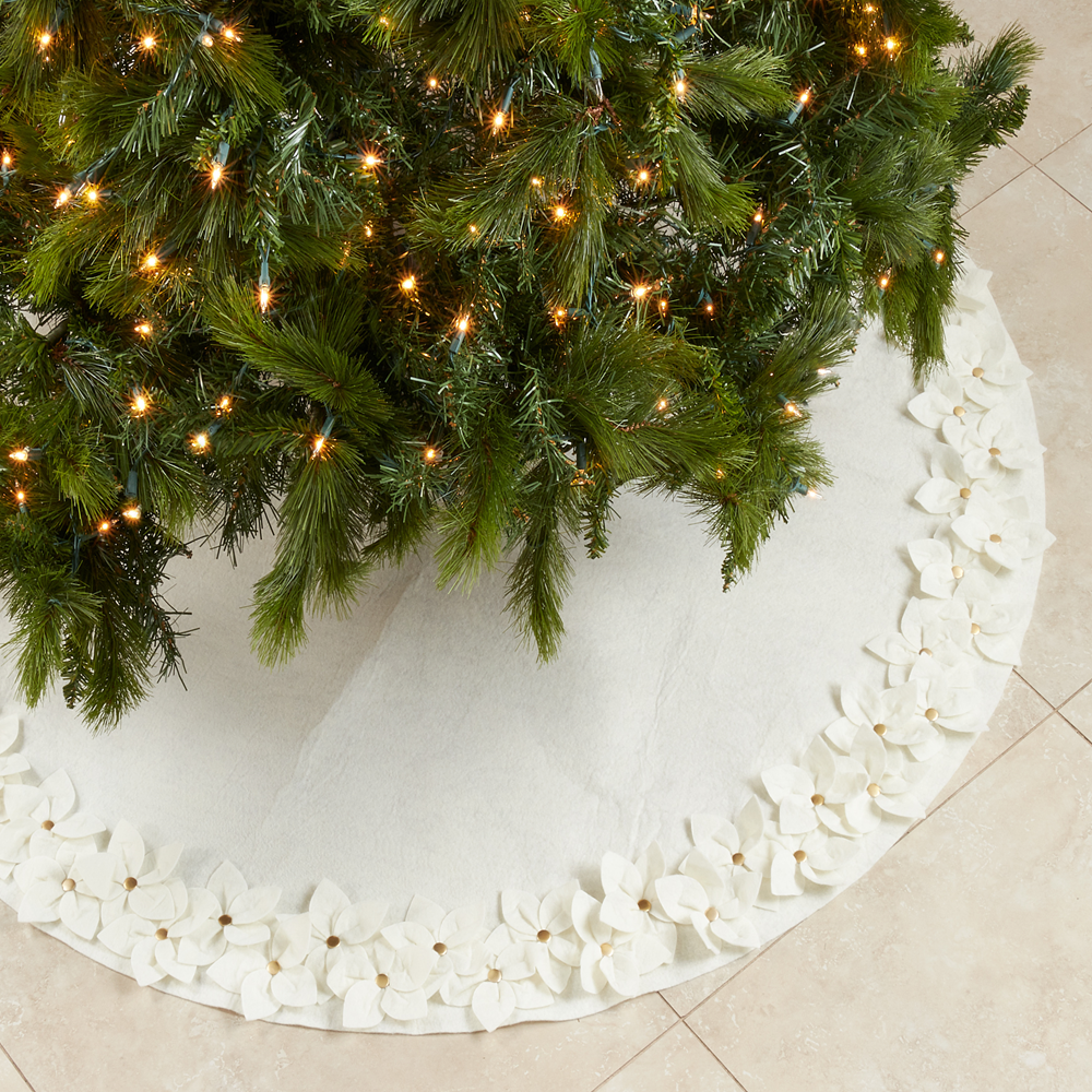 White Felt Flower 53" Tree Skirt