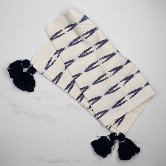 Serpentina White and Indigo Table Runner