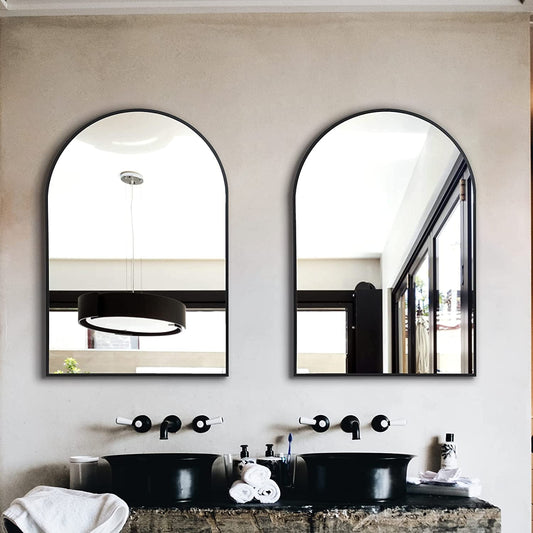 Full-Length Arched Bathroom Mirror – Metal Frame