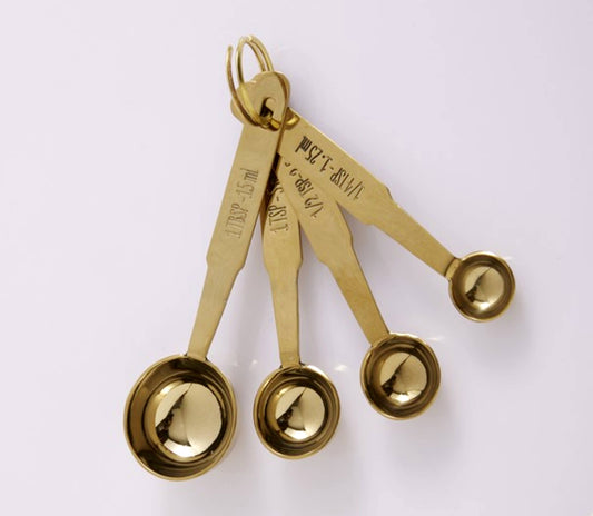 Set of Four Measuring Spoons - Brass Coated -Gifts