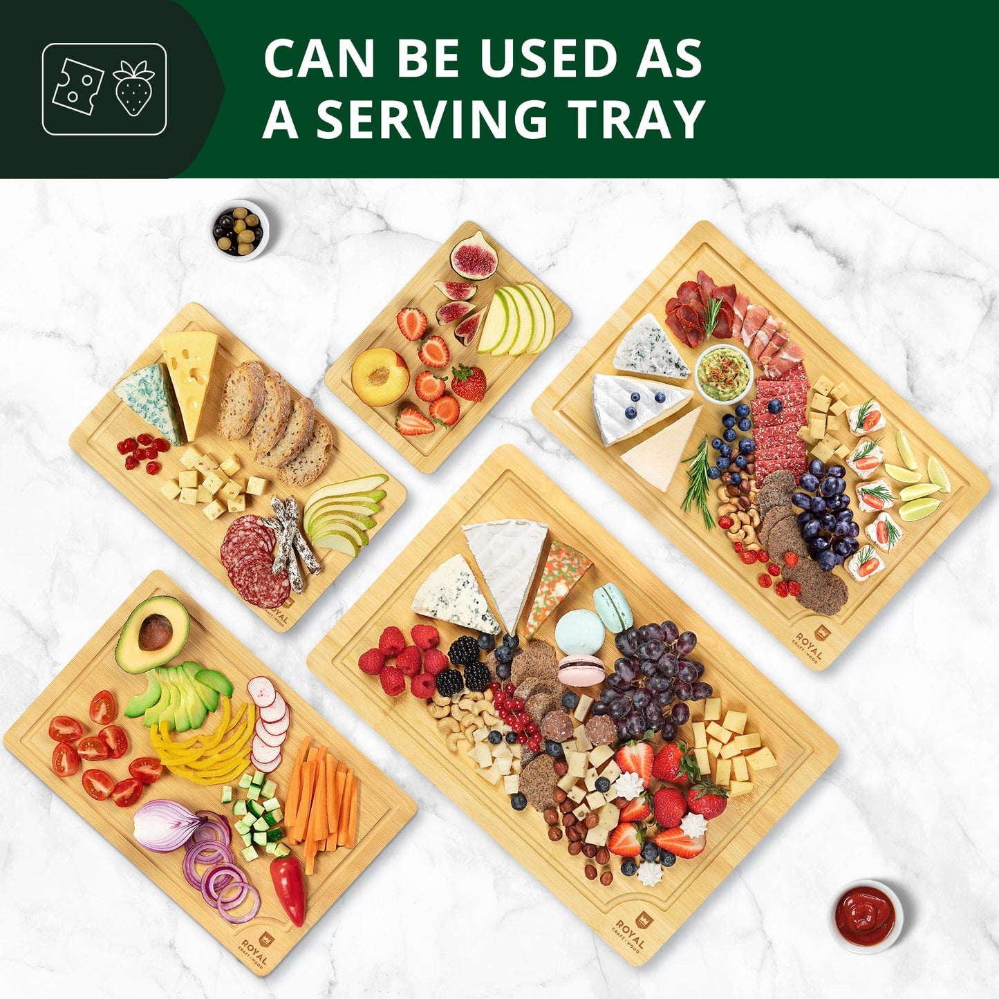 Cutting Board Set of 5, Bamboo