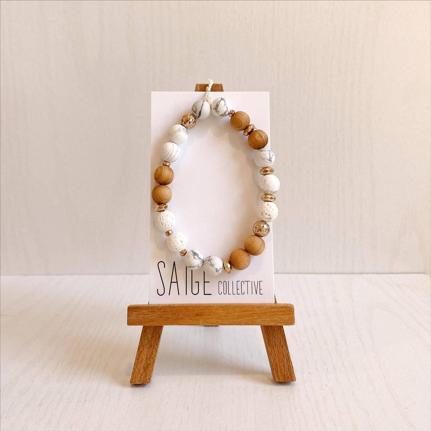 Tranquility Mala Bracelet - howlite, sandalwood, lavastone