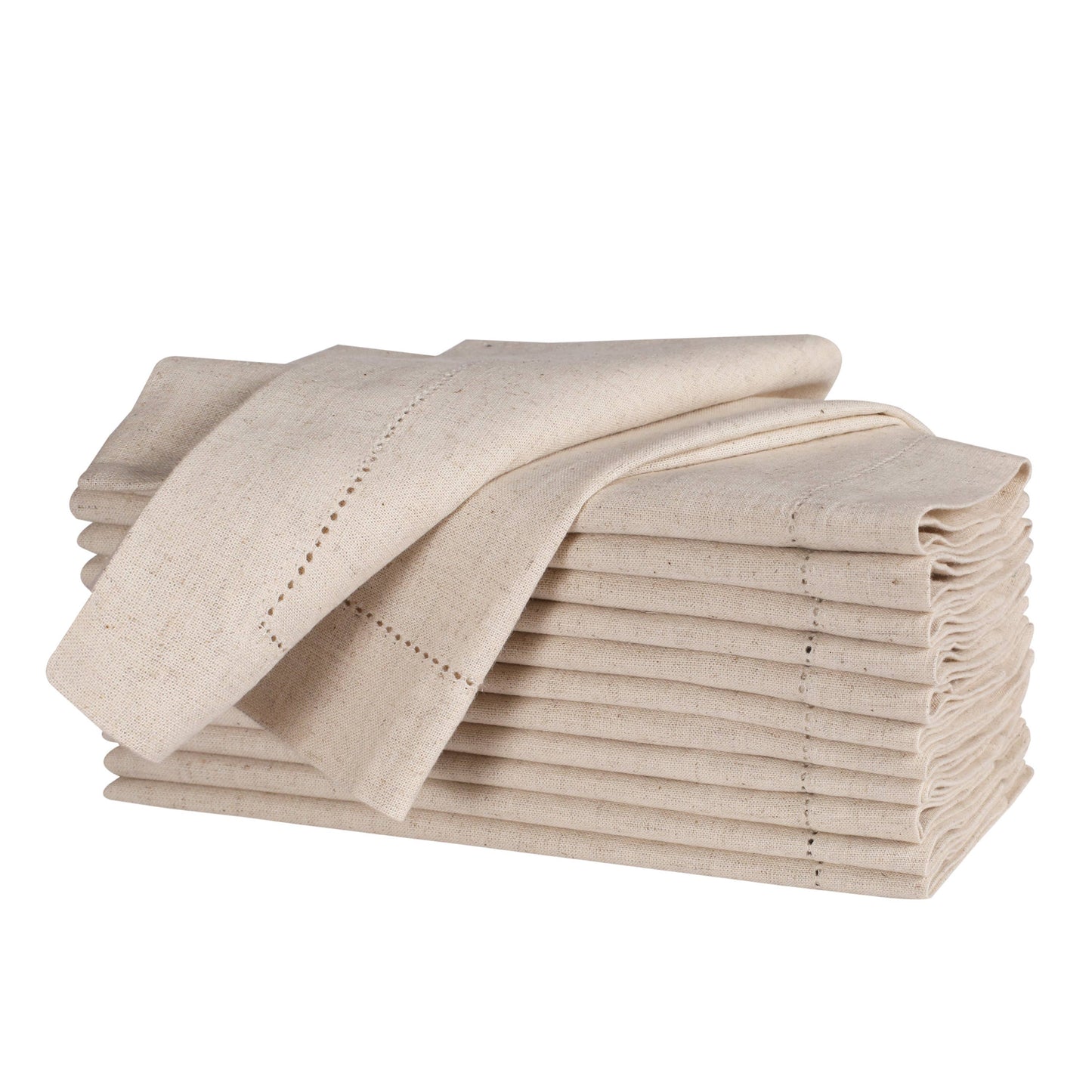 Flax Linen Cotton Napkins, 20x20" Natural - Set of 12