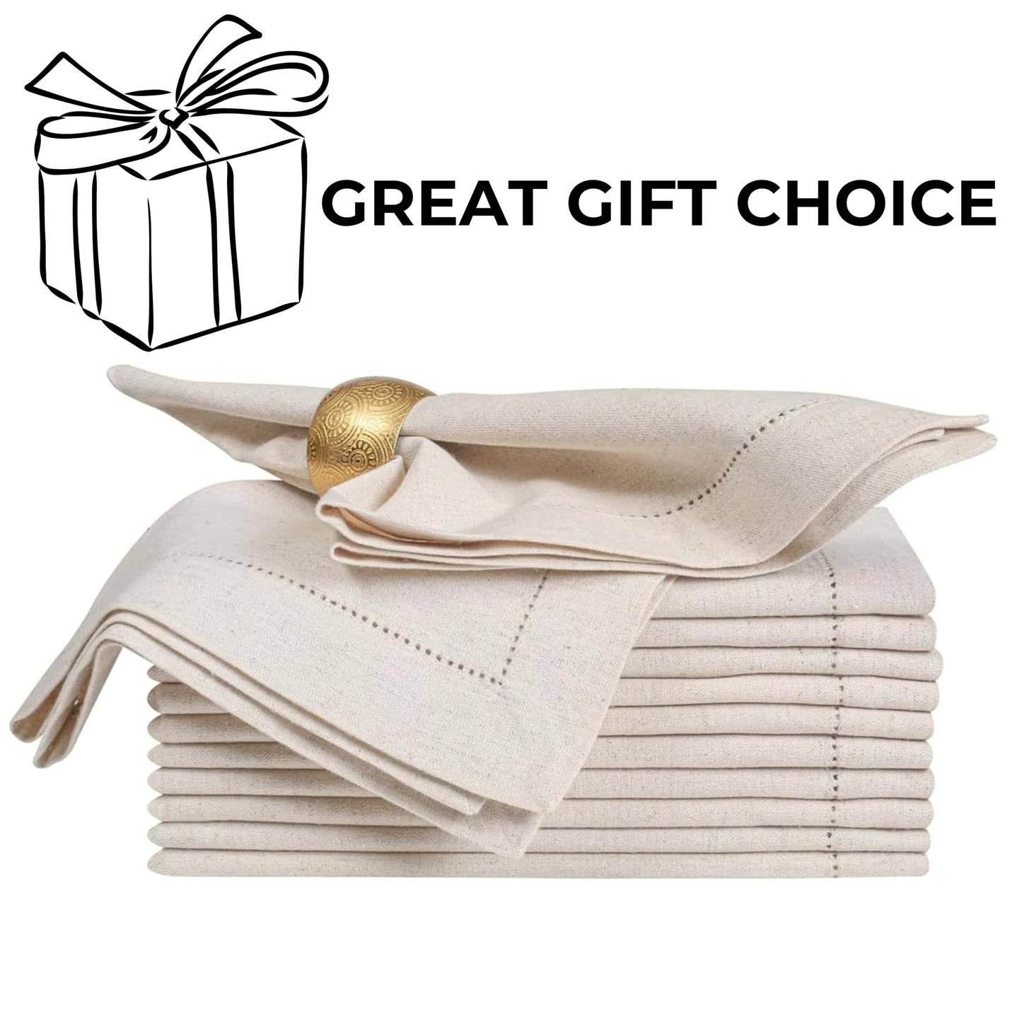 Flax Linen Cotton Napkins, 20x20" Natural - Set of 12