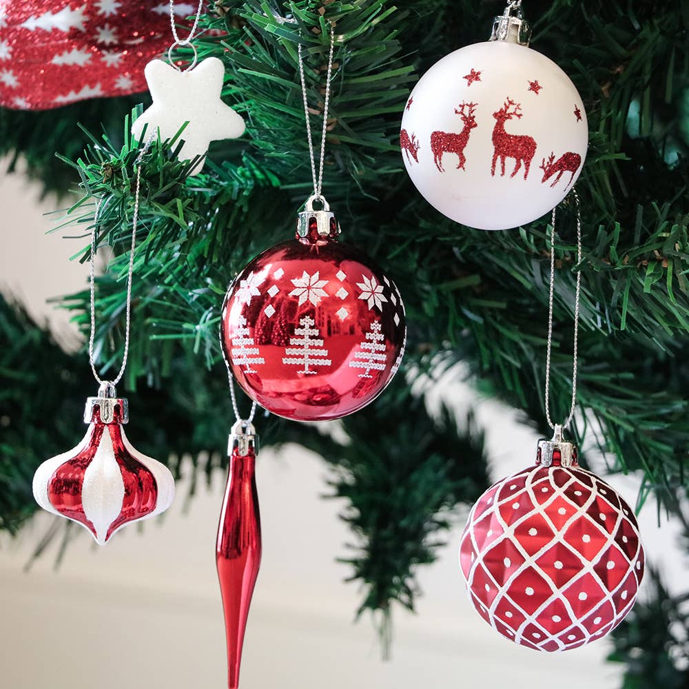 Endearing Prominent Red and White Christmas Ornament Set