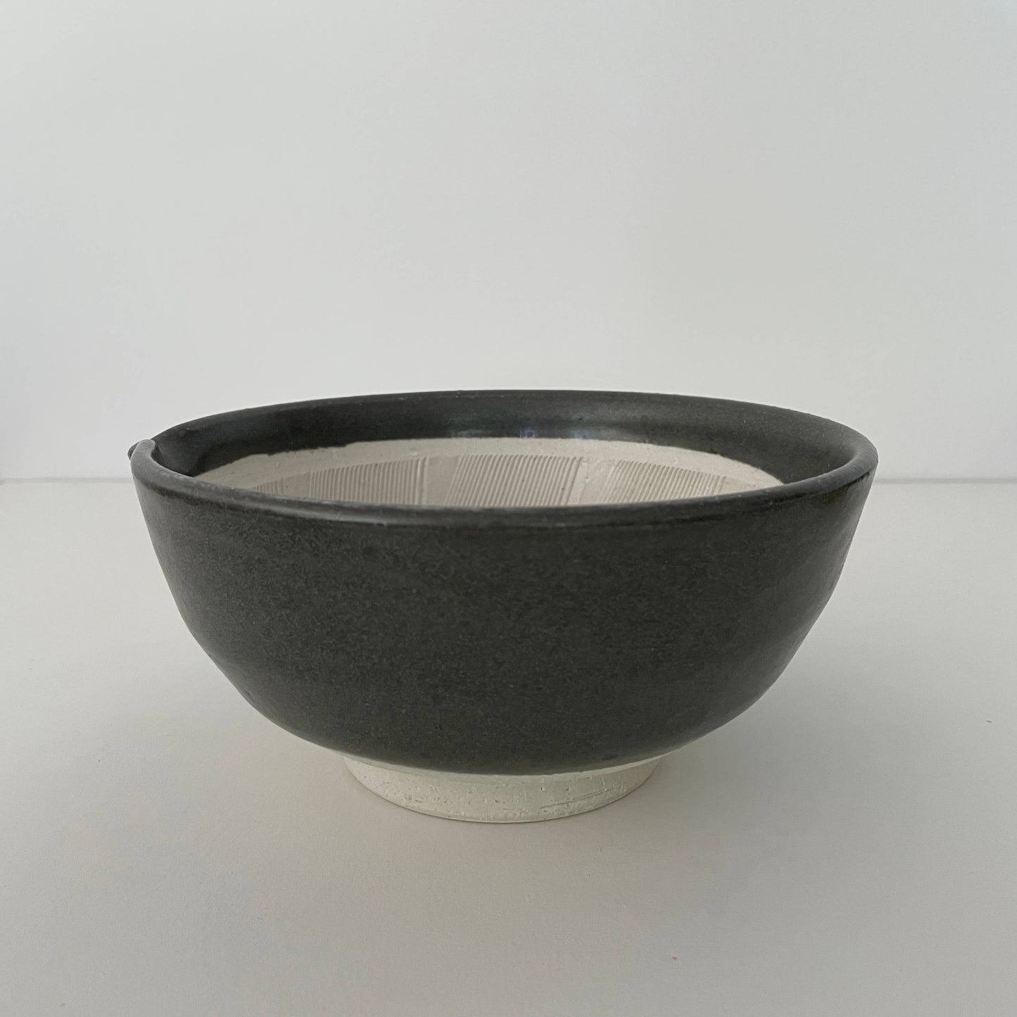 3 sizes of nestling mortars neutral charcoal ceramic pottery