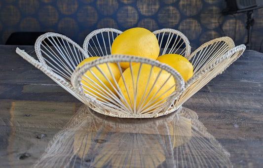 12" Scalloped Handwoven Iraca Bread Basket