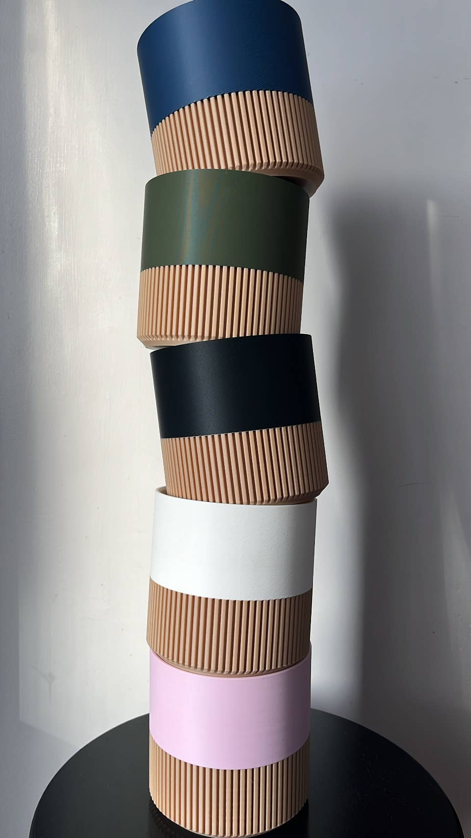 Two-toned Wood & Colour (Olive) Plant Pot