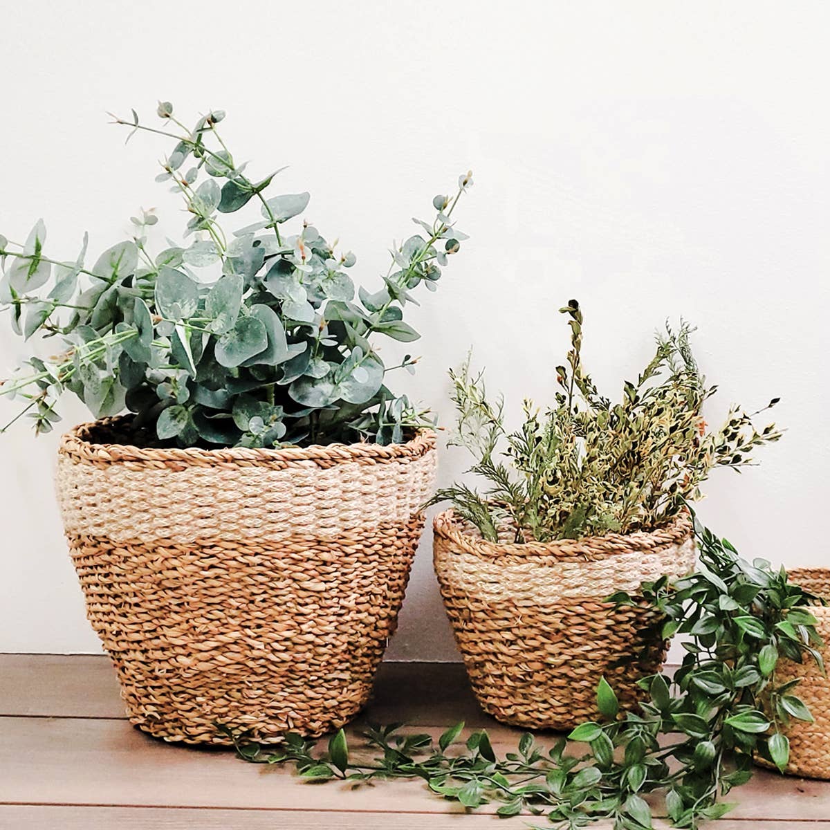 Handwoven Wicker Storage Basket • Savar Planter-Set of 2