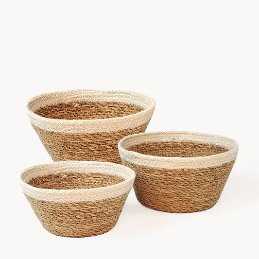 Handwoven Wicker Storage Basket • Savar Plant Bowl-Set of 3