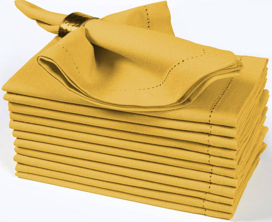 Honey Yellow Cotton Cloth Napkins, 18x18", Set of 12