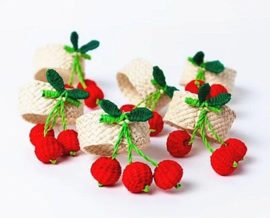 Cherries Handwoven Iraca Napkin Ring