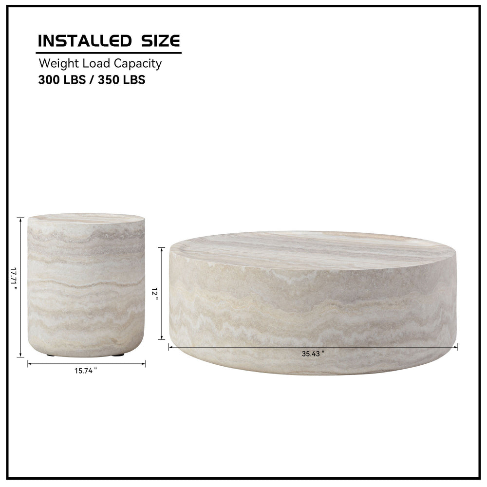 Set of 2 Faux MARS Pattern Coffee Tables