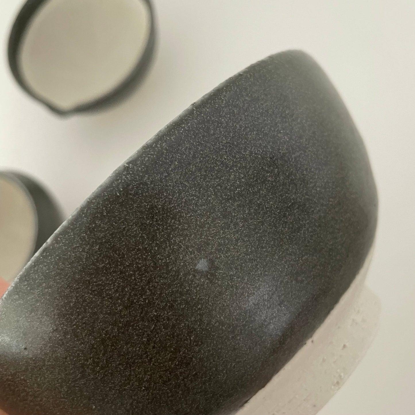 3 sizes of nestling mortars neutral charcoal ceramic pottery