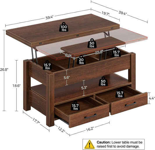 Coffee Table Lift Top – Multi-Function Dining; Storage for Smart Living