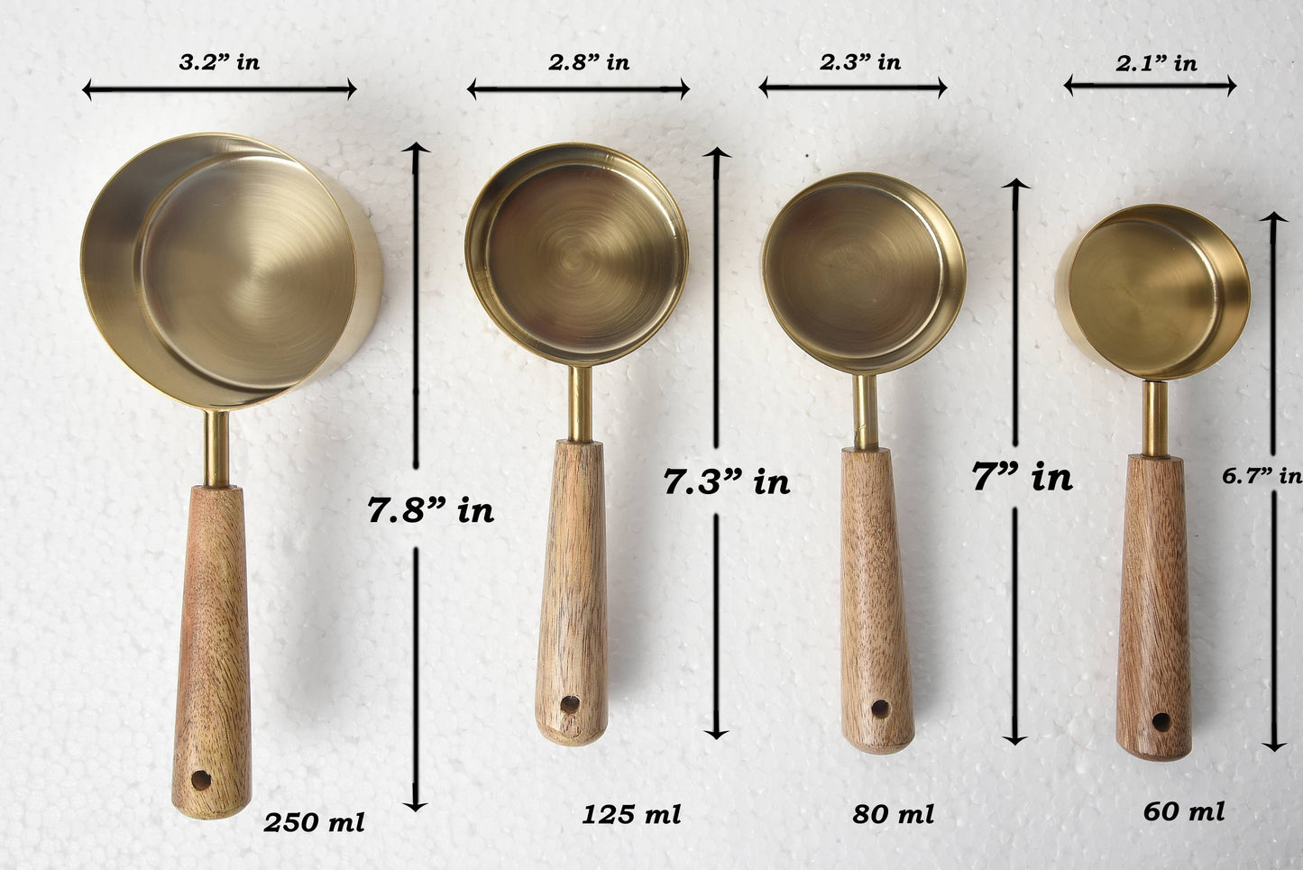 Set of Four Measuring Cups - Brass Coated -Gifts