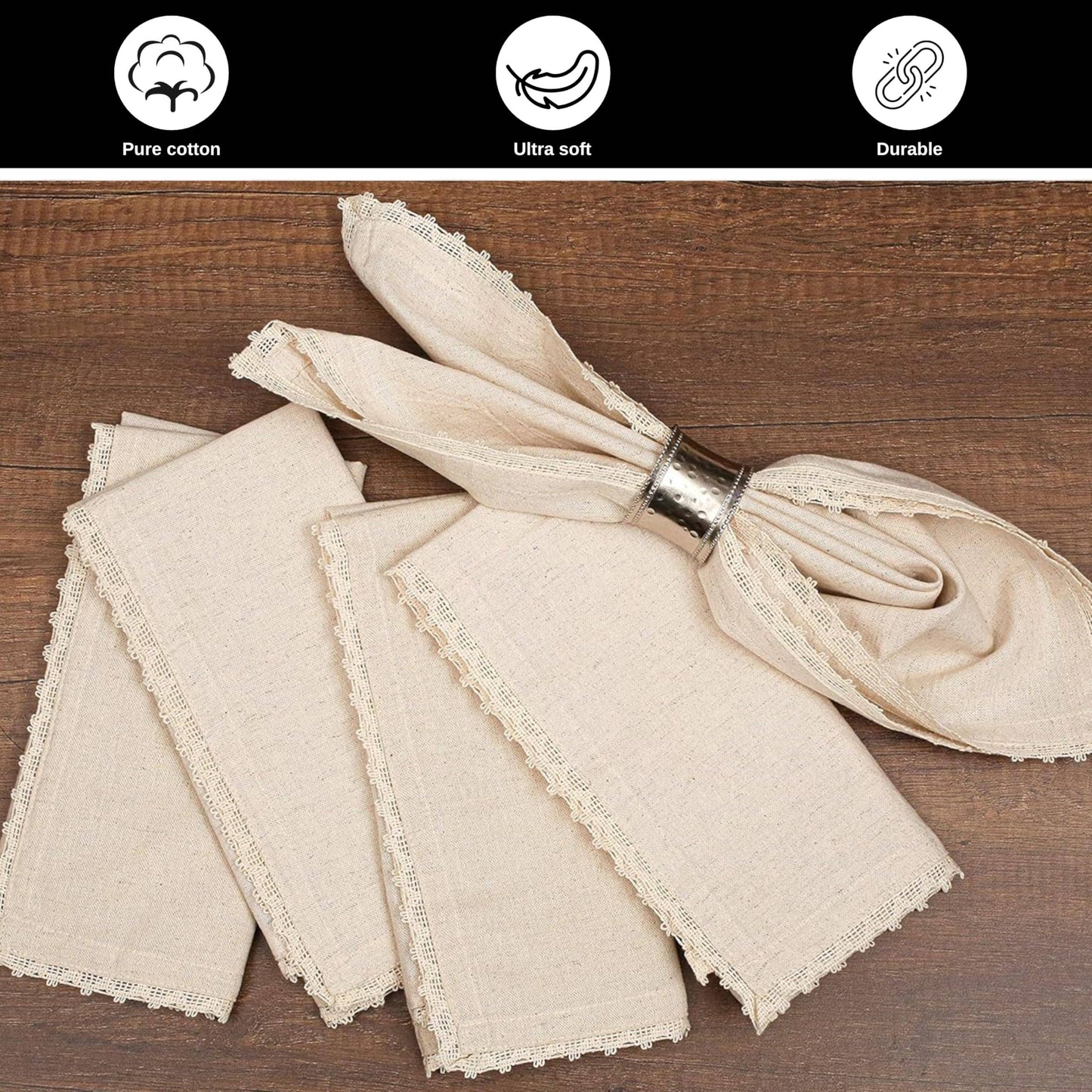 Flax Linen Cotton Cloth Dinner Napkin 18x18" Set of 12