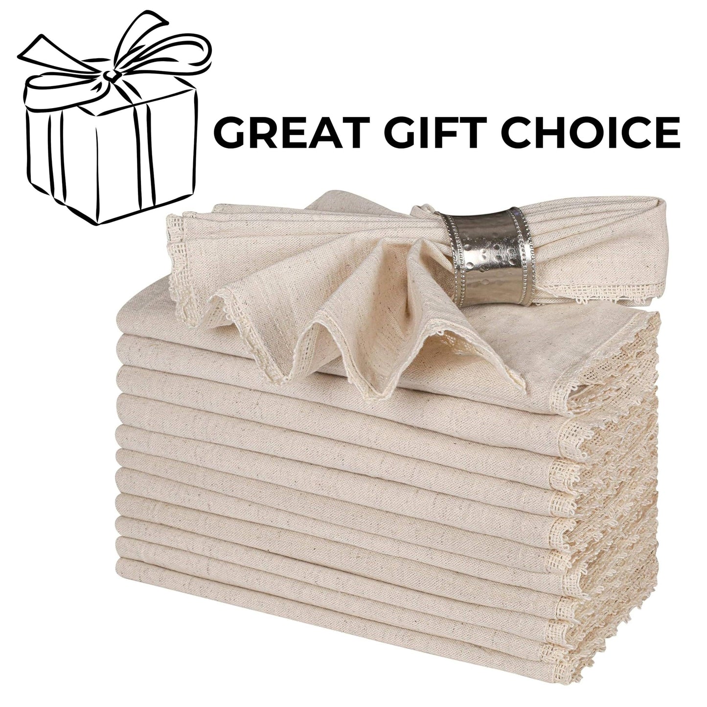 Flax Linen Cotton Cloth Dinner Napkin 18x18" Set of 12