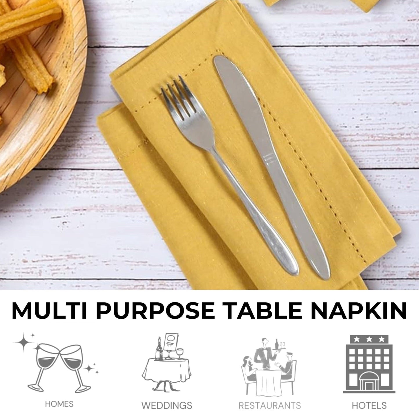 Honey Yellow Cotton Cloth Napkins, 18x18", Set of 12