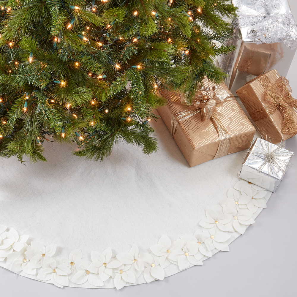 White Felt Flower 53" Tree Skirt