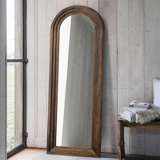 64"x21" Full-Length Wooden Arched Floor Mirror