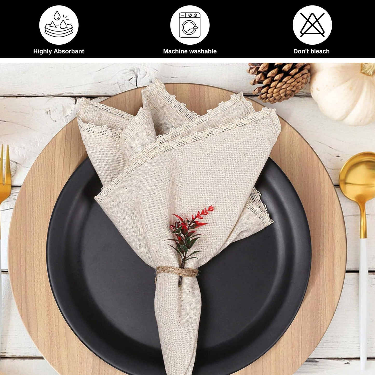 Flax Linen Cotton Cloth Dinner Napkin 18x18" Set of 12