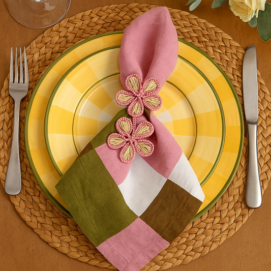 Double Bloom Handwoven Iraca Napkin Ring