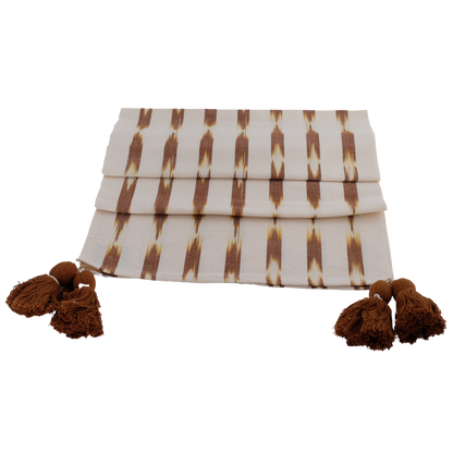 Serpentina White and Nutmeg Brown Table Runner, Home Decor