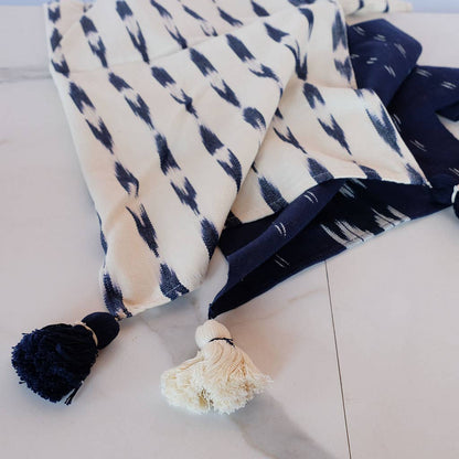 Serpentina White and Indigo Table Runner