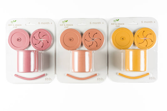 2 in 1 Straw Cup and Snack Container - Warm Tones