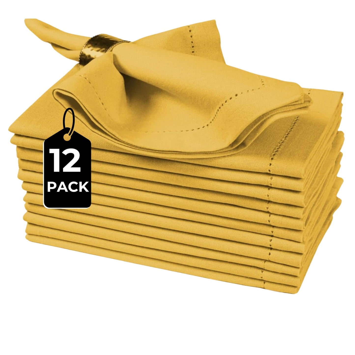 Honey Yellow Cotton Cloth Napkins, 18x18", Set of 12