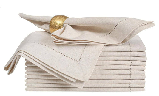Flax Linen Cotton Napkins, 20x20" Natural - Set of 12